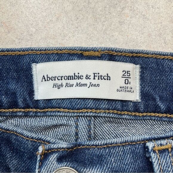 A&F High‎ Rise Mom Jean 25 Regular Ripped Dark Wash - Picture 5 of 8